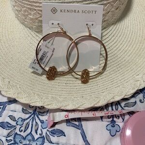 Kendra Scott Rose Gold Hoop Earrings with Glitter Druzy Accent